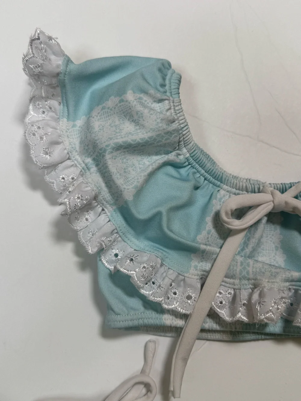 Well Dressed Wolf 2T Bikini Set Robin Egg Blue & Antique White Trim & Ties Girls